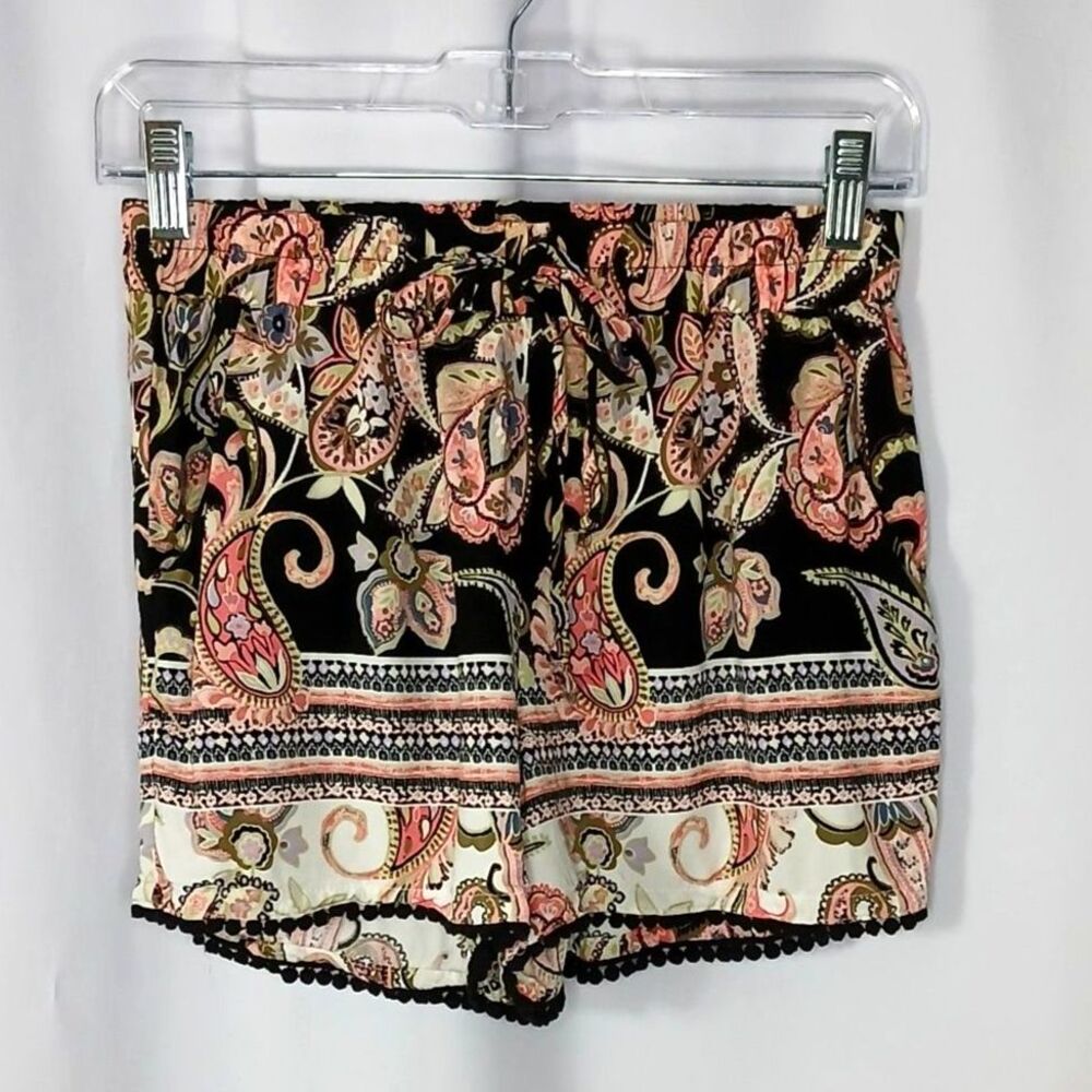 BeBop Multicolor Paisley Shorts Rayon Elastic Waist Pockets Pullon Womens Small